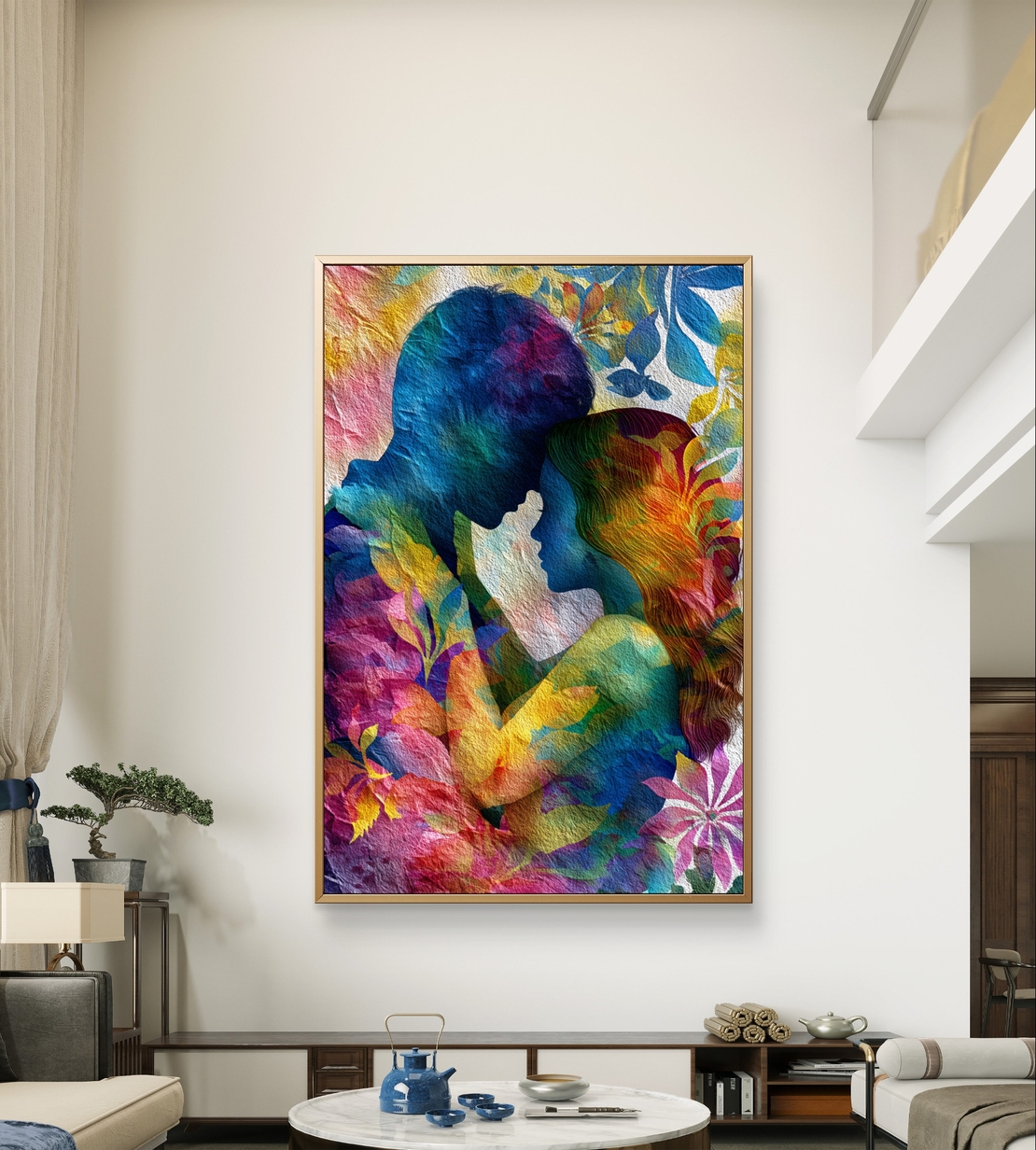 תמונת קיר קנבס אהבה צבעונית בעיצוב אומנותי מודרני