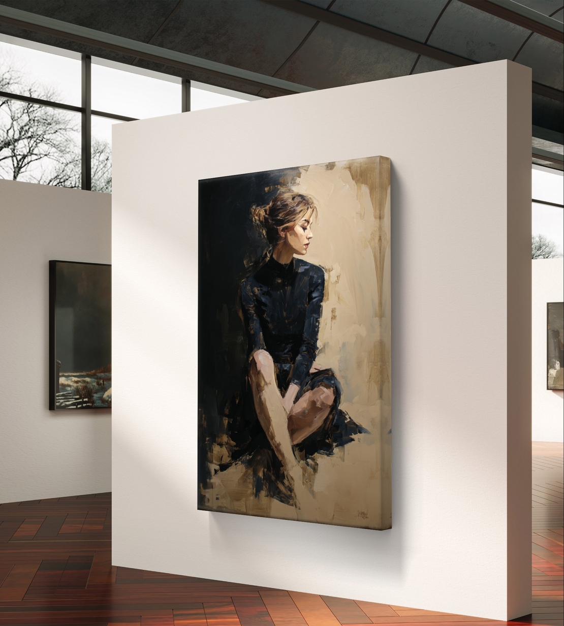 תמונת קיר קנבס אומנותית עם דמות אישה אלגנטית