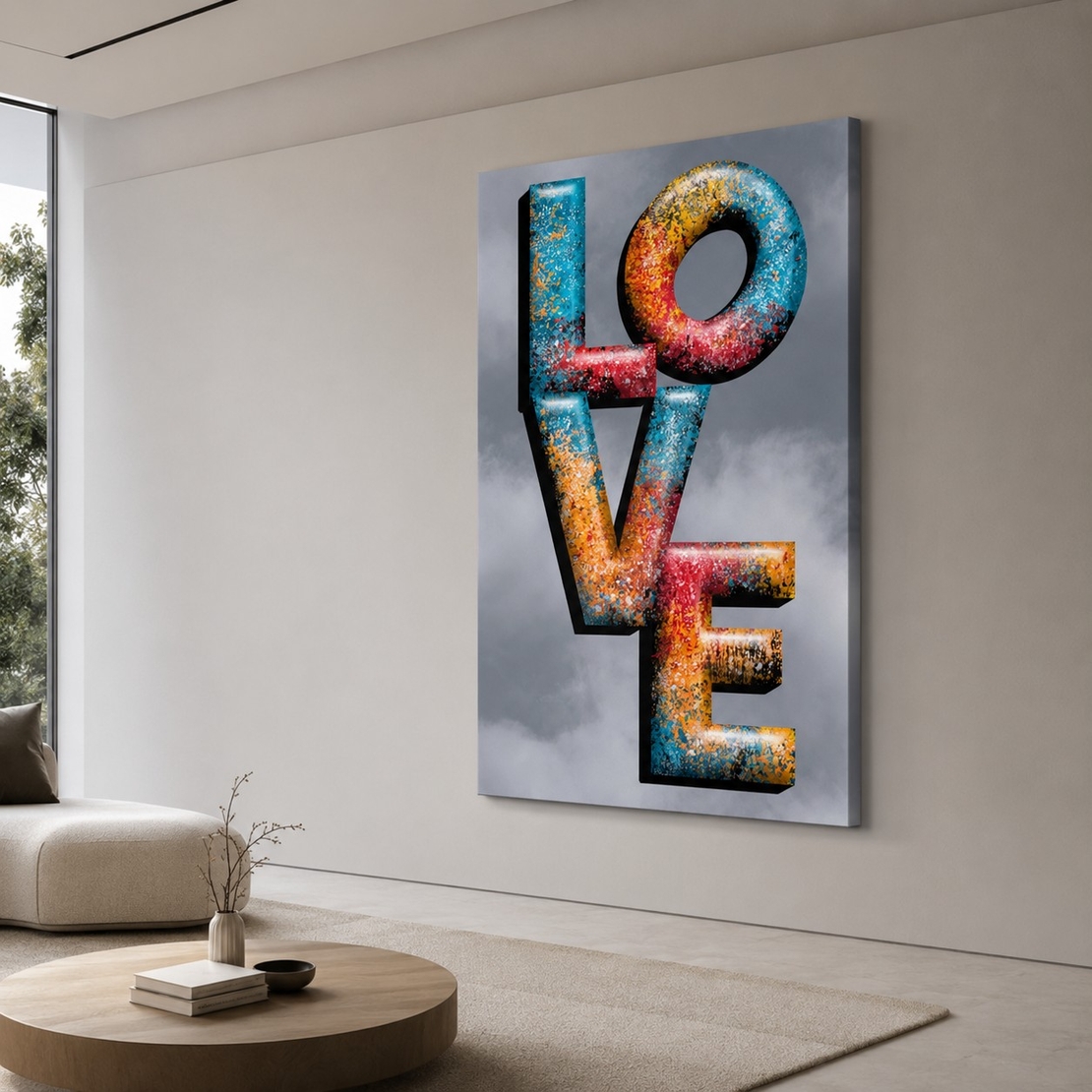 אהבה בתלת־ממד – תמונת קנבס LOVE צבעונית מודרנית | MA3453