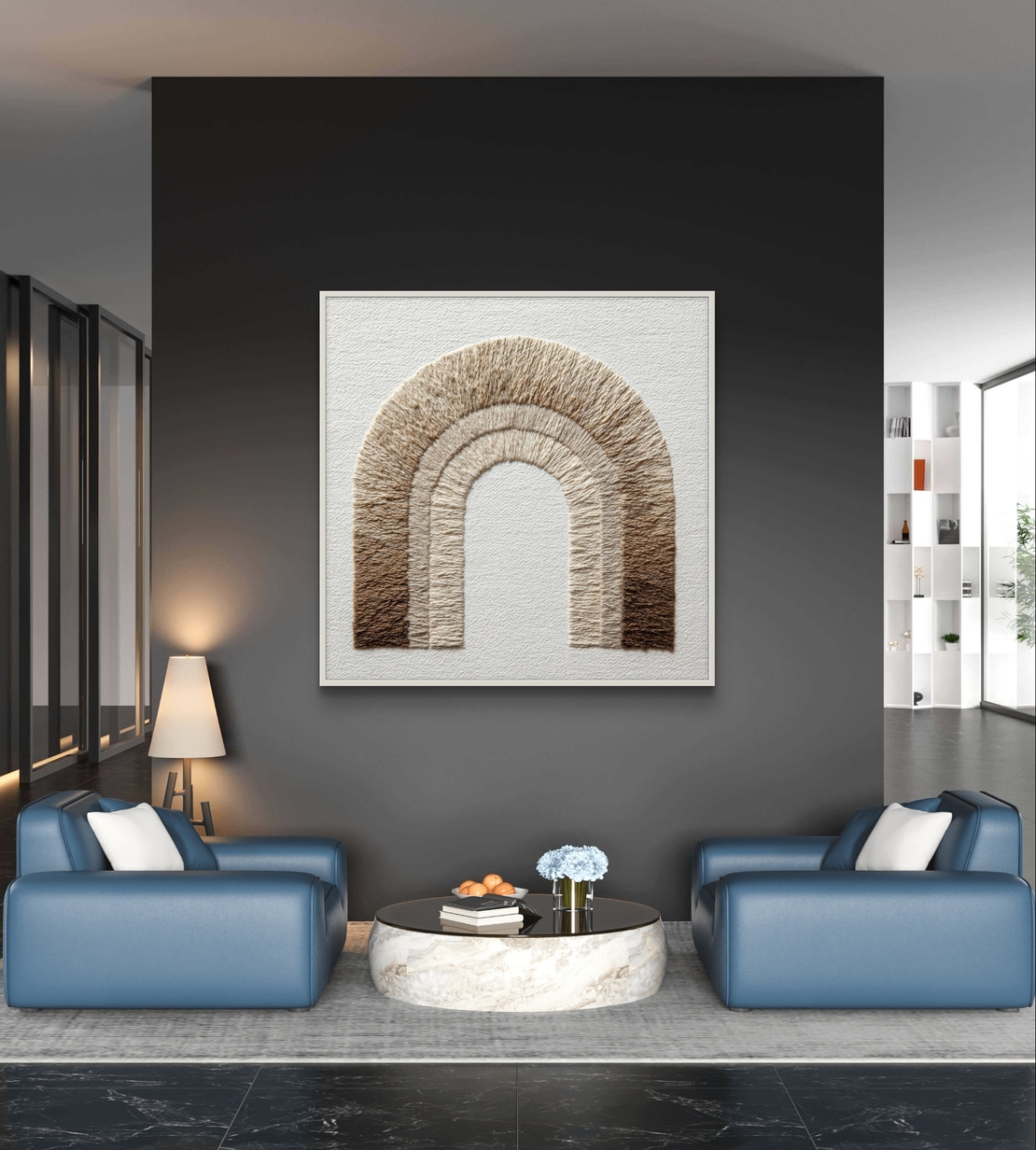 קשת בוהו – תמונת קנבס בוהו מינימליסטית עם קשת טקסטורה | SQ3383