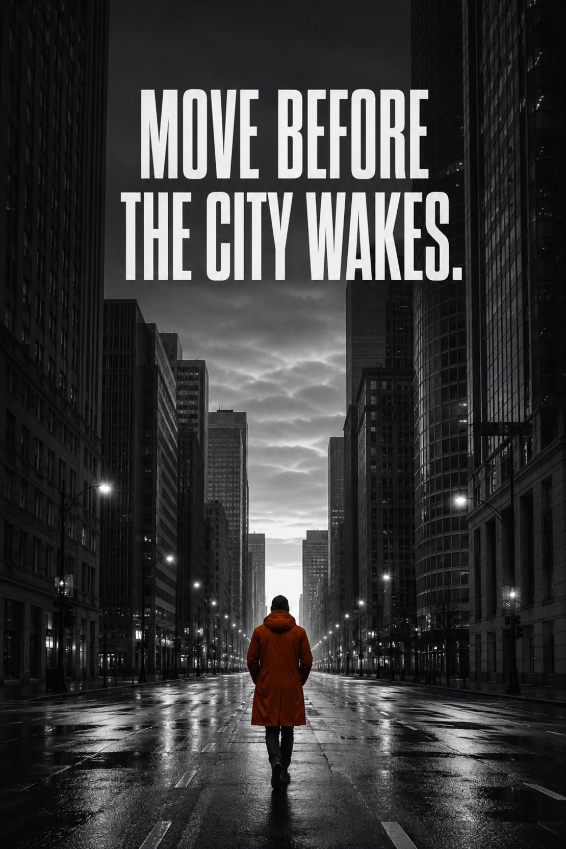 תמונת קנבס מוטיבציה עירונית MOVE BEFORE THE CITY WAKES | דגם MV101