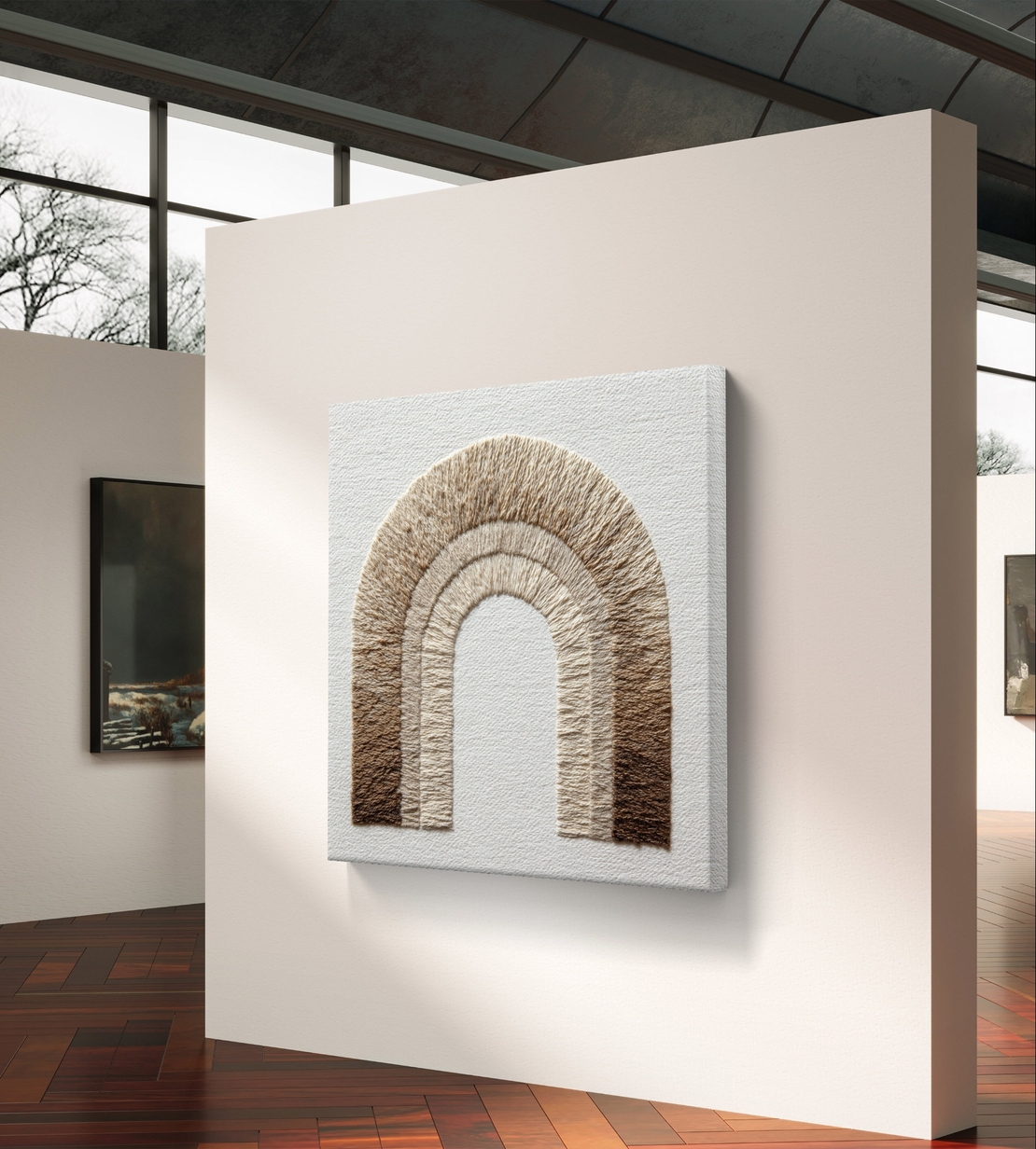 קשת בוהו – תמונת קנבס בוהו מינימליסטית עם קשת טקסטורה | SQ3383