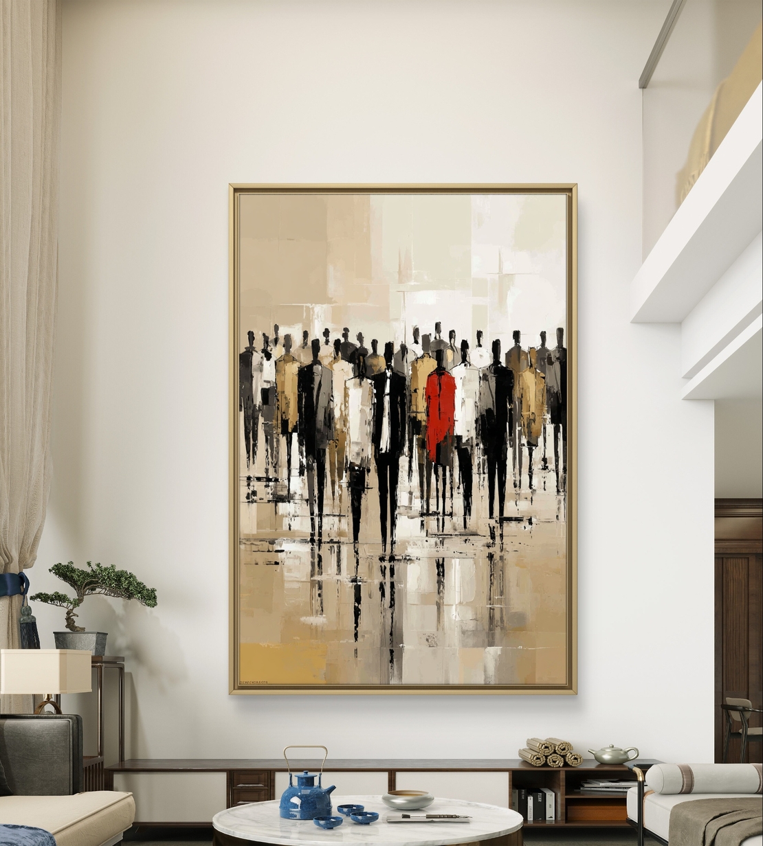 תמונת קיר אורבנית הדפסה חלקה לא תבליט עם נגיעה אדומה