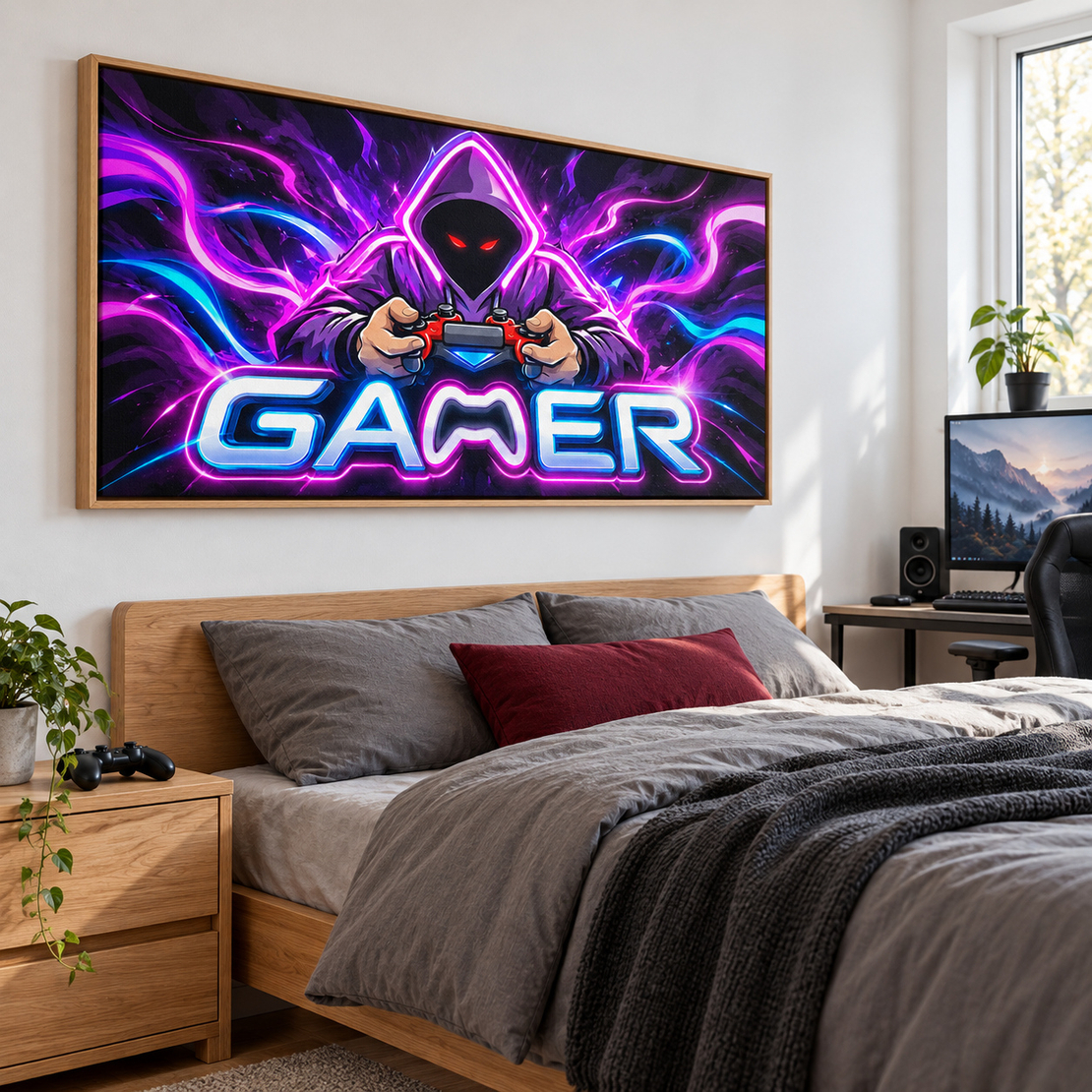 תמונת קנבס GAMER ניאון סגול־כחול | דגם GA7775