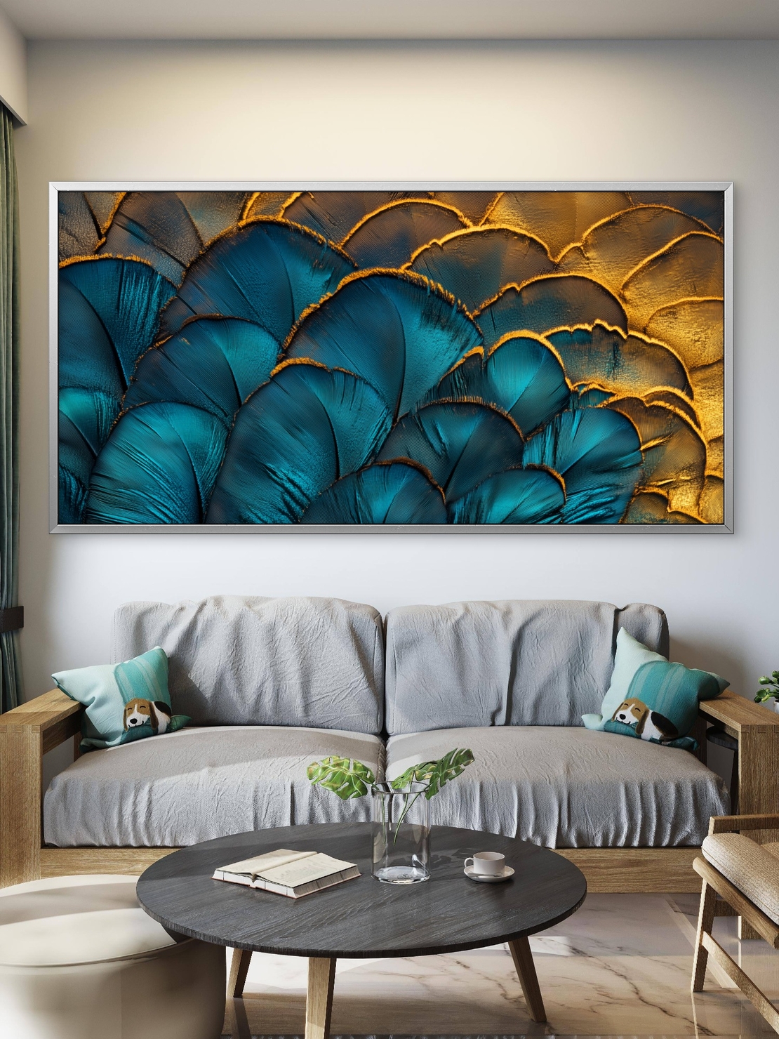 תמונת קנבס בגווני טורקיז וזהב עם טקסטורה אלגנטית ועומק חזותי – NEXTGEN BY BAR