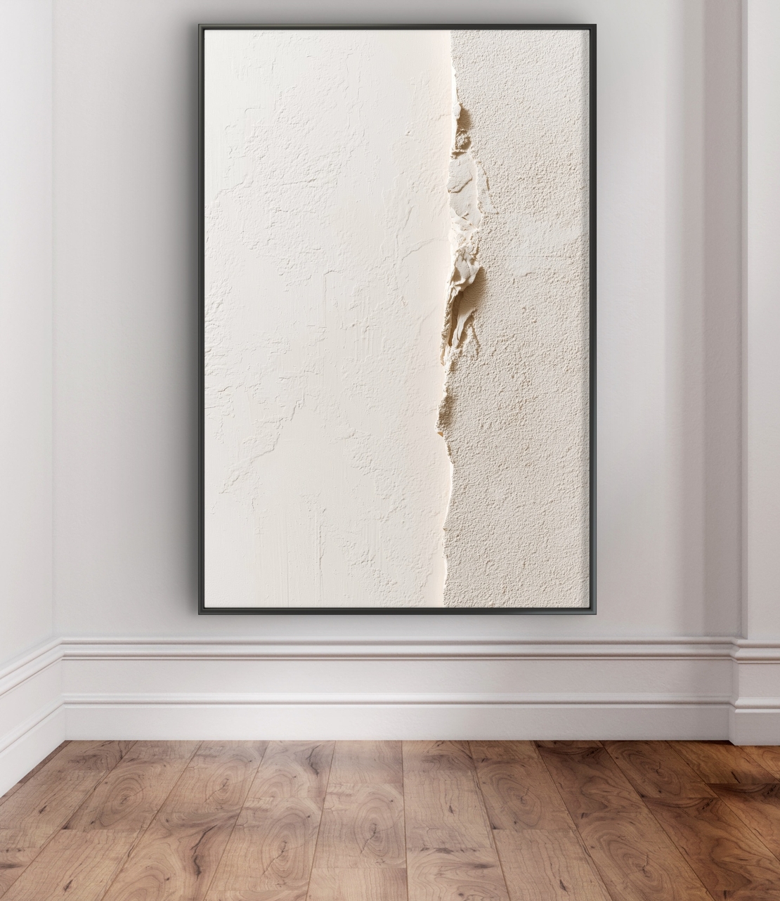 תמונת קנבס בגווני שמנת עם טקסטורה עדינה ושבר מודרני