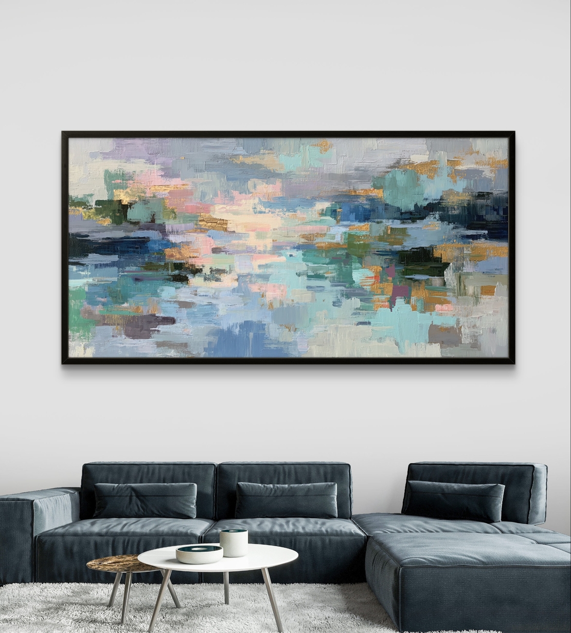 תמונת קנבס אבסטרקט פסטלי בגווני תכלת ומנטה – קנבס מודרני לסלון דגם CC4562