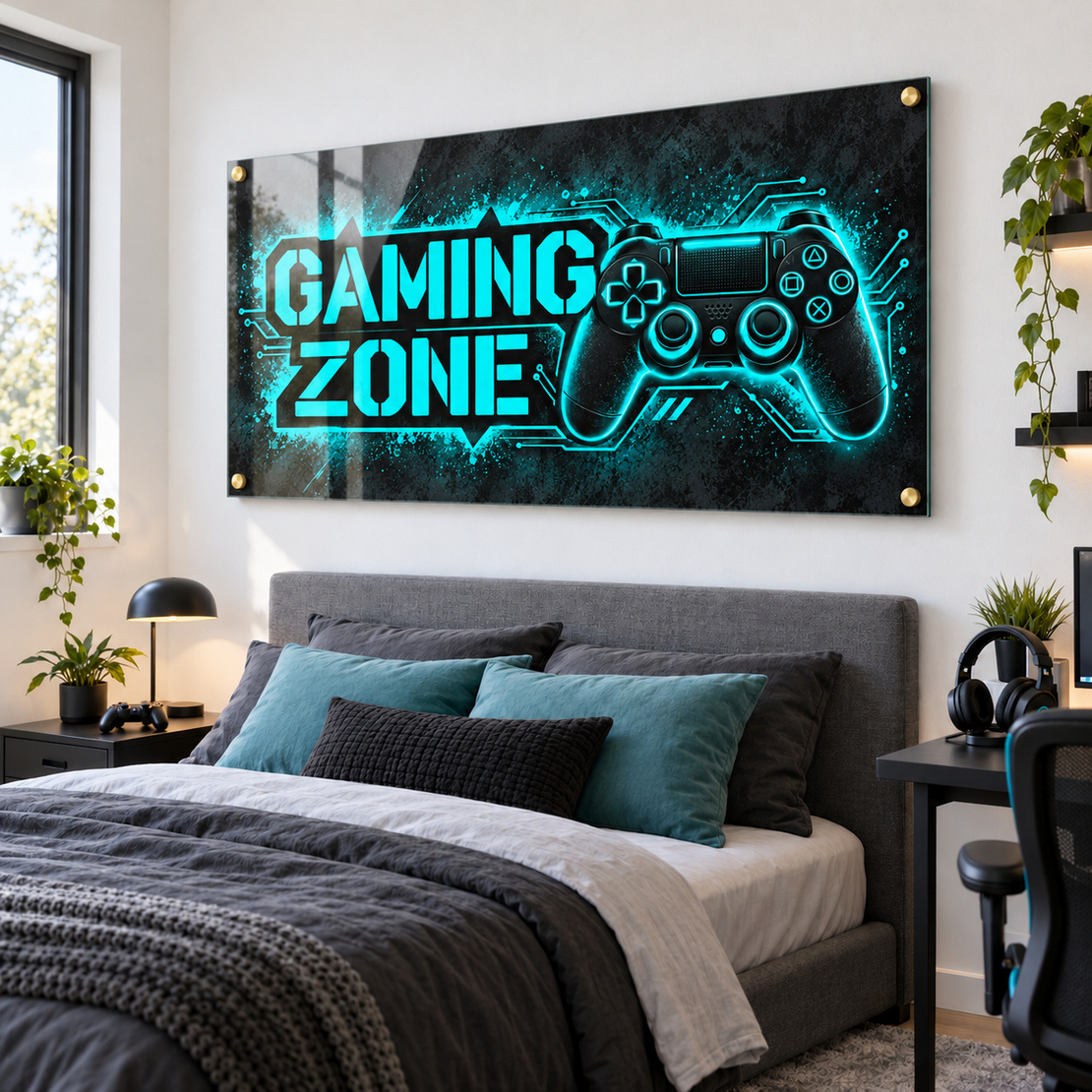 תמונת זכוכית Gaming Zone בטורקיז | דגם GG7774