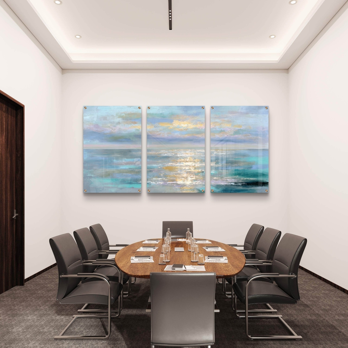 תמונת זכוכית לסלון עם נוף מים מודרני