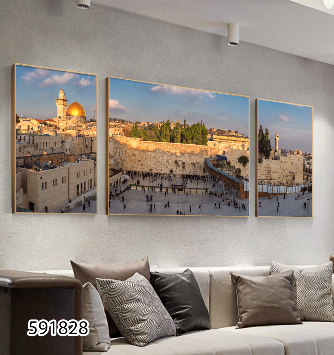 תמונה מחולקת של הכותל לסלון דגם 591828