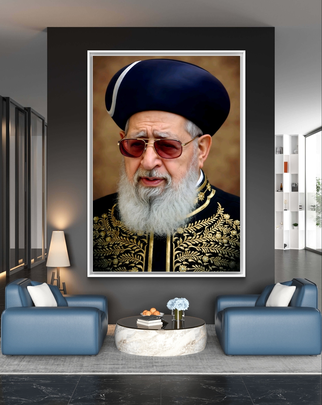 תמונת קנבס מרשימה של הרב עובדיה יוסף, בעיצוב קלאסי ומרהיב מתוך קולקציית 