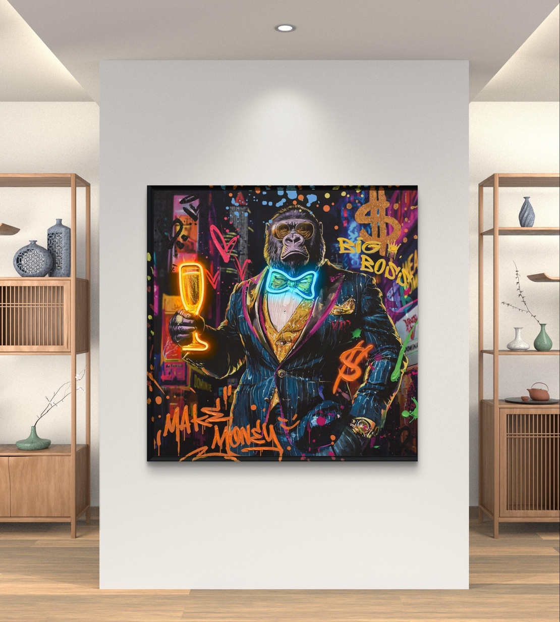 גורילה ביג בוס – תמונת LED צבעונית עם שלט רחוק, סוללות ותאורה ייחודית דגם LED1012 - מידה 83*83 ס