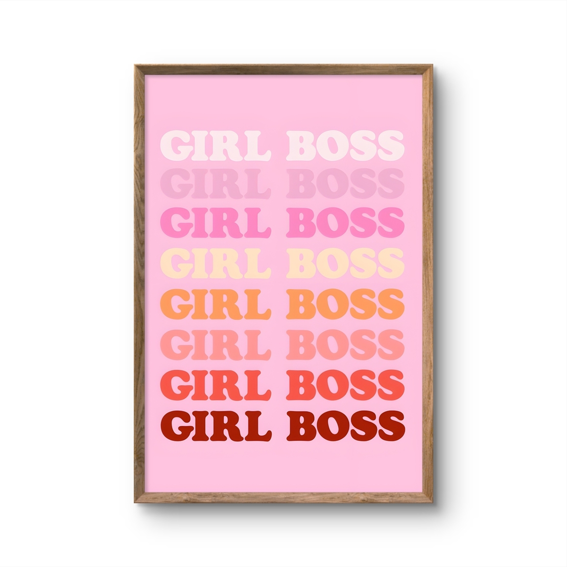 תמונה של הביטוי GIRL BOSS בצבעי ורוד, כתום ואדום בעיצוב טיפוגרפי רטרו, מתוך קולקציית NEXTGEN.