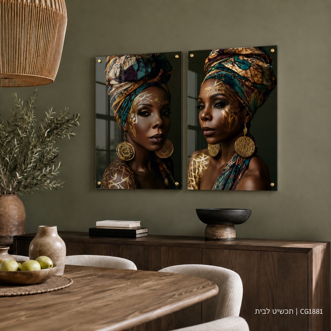 זוג תמונות זכוכית לסלון / פינת אוכל 