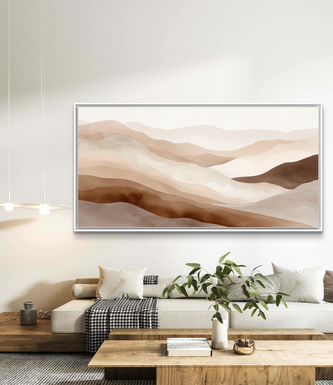 קנבס יוקרתי לסלון עם עיצוב נוף רגוע ומינימליסטי