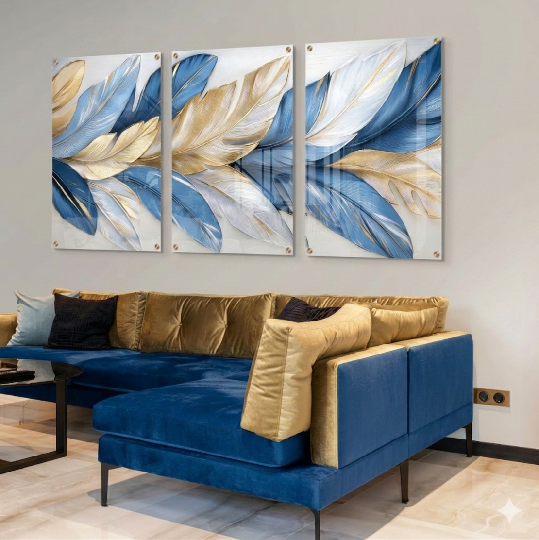 תמונת זכוכית שלושה חלקים בעיצוב מודרני