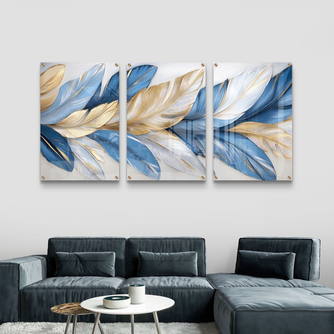 סט תמונות זכוכית מודרני לעיצוב סלון או משרד