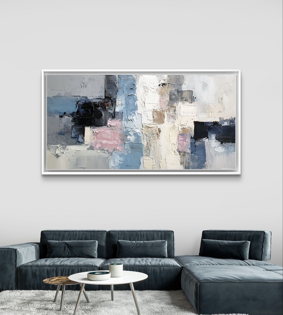 תמונת קנבס גדולה בעיצוב אבסטרקט פסטלי מבית תכשיט לבית