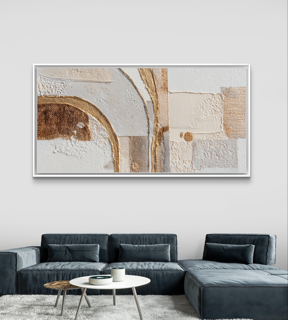 אמנות קנבס יוקרתית בגוונים טבעיים ועיצוב נקי