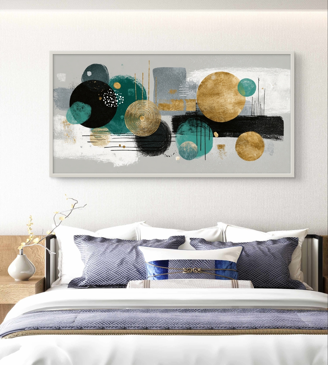 תמונה גיאומטרית יוקרתית לסלון בעיצוב נקי ומודרני.