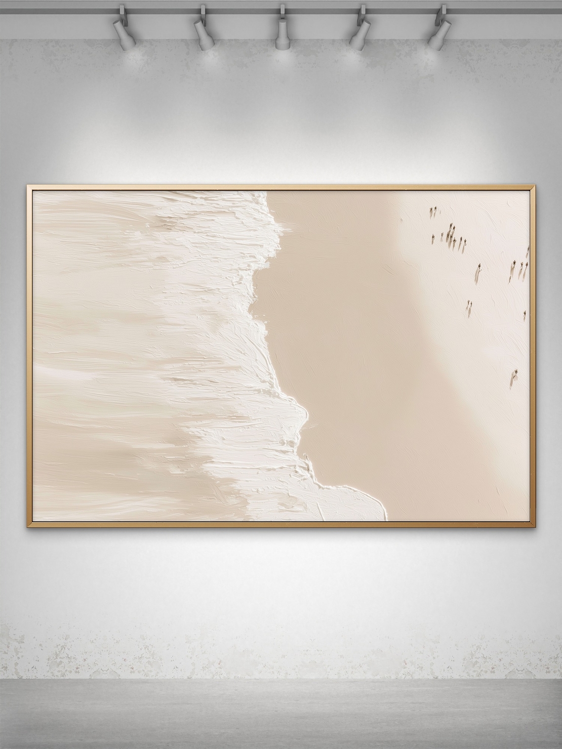 תמונת קנבס של חוף בצבעי שמנת עם גלים לבנים מודפסים בהדפסה חלקה ללא תבליט – NEXTGEN BY BAR