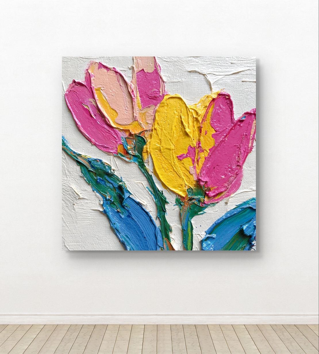 טוליפים בפופ – תמונת קנבס פרחים צבעוניים בסגנון אימפסטו מודרני | CK5521
