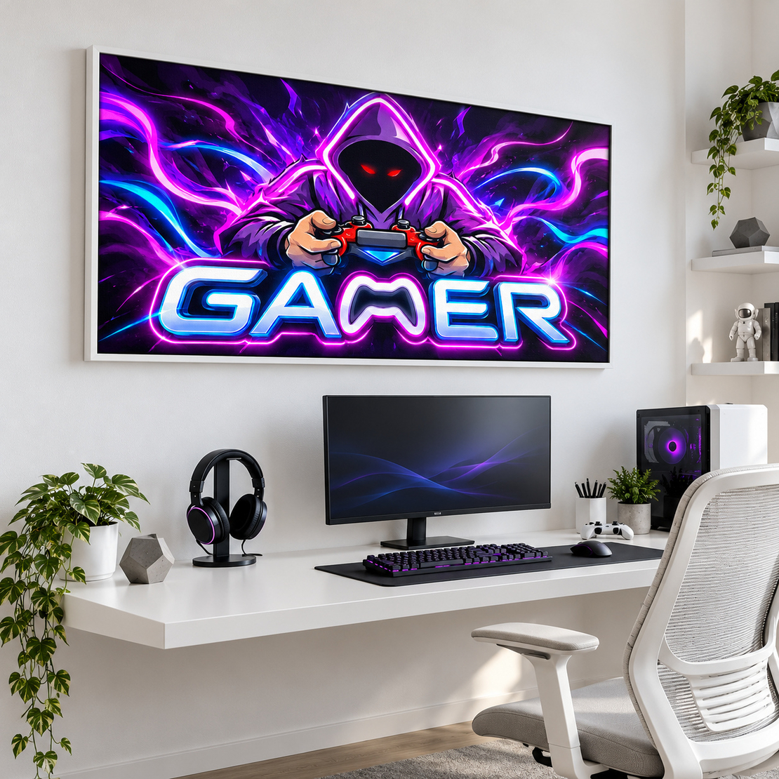 תמונת קנבס GAMER ניאון סגול־כחול | דגם GA7775