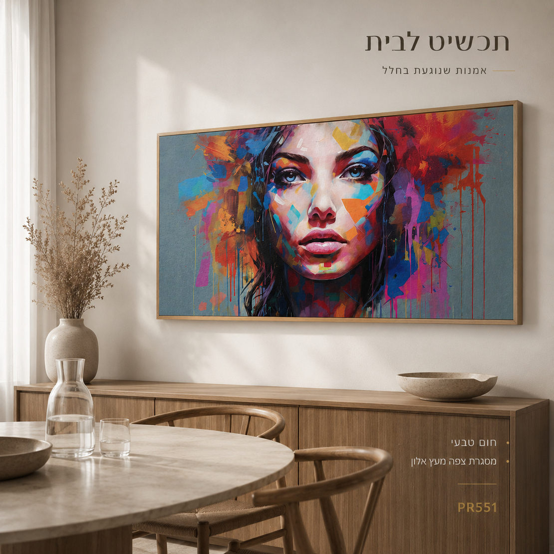 פורטרט אישה צבעוני בסגנון אקספרסיוניסטי – תמונת קנבס פרימיום לרוחב – דגם PR551