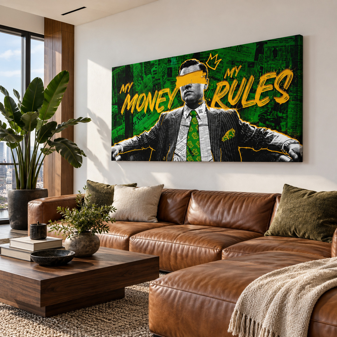 תמונת קנבס גרפיטי עם דמות בחליפה ומסר באנגלית | דגם CD7094