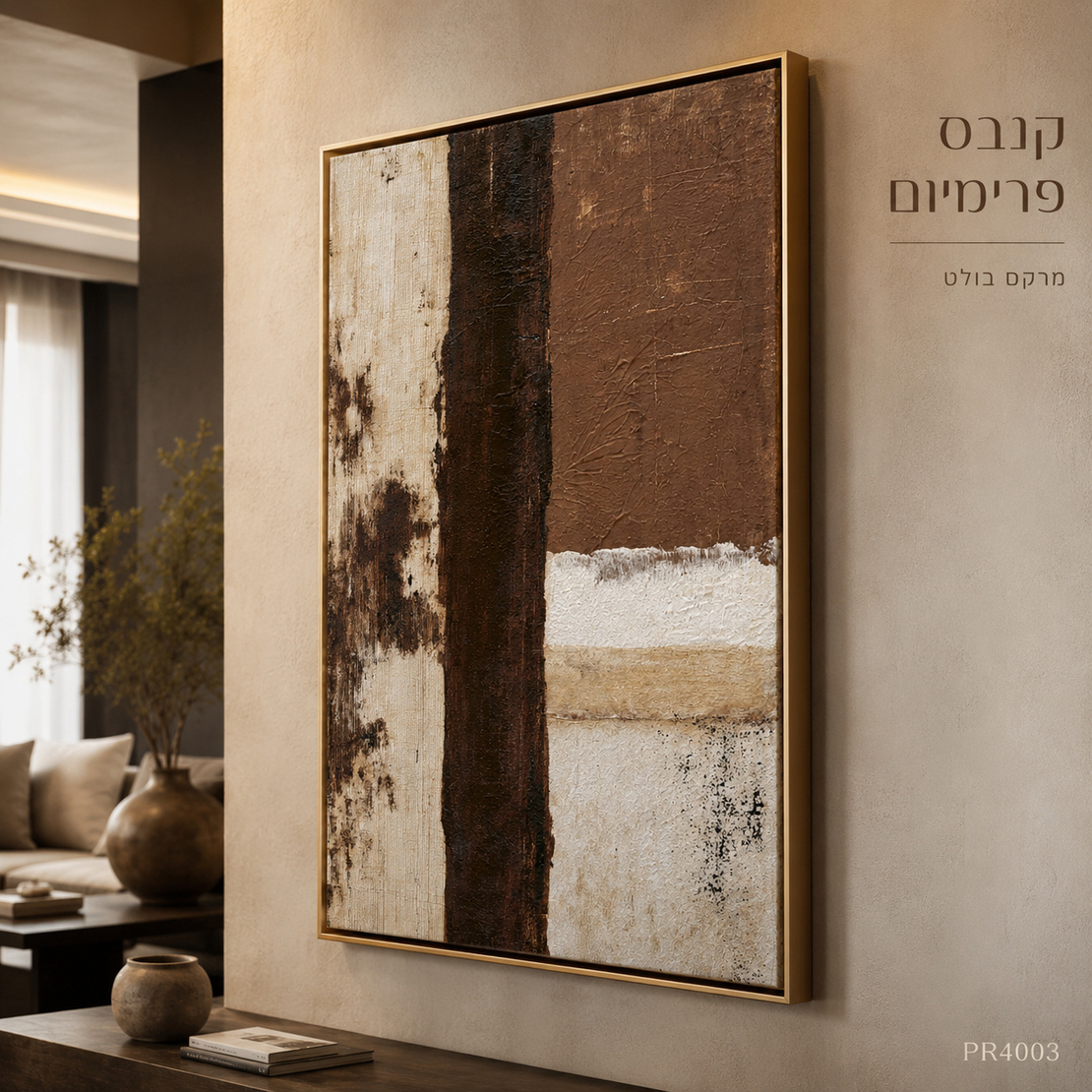 תמונת קנבס פרימיום במרקם בולט דגם פסי אדמה חמים PR4003
