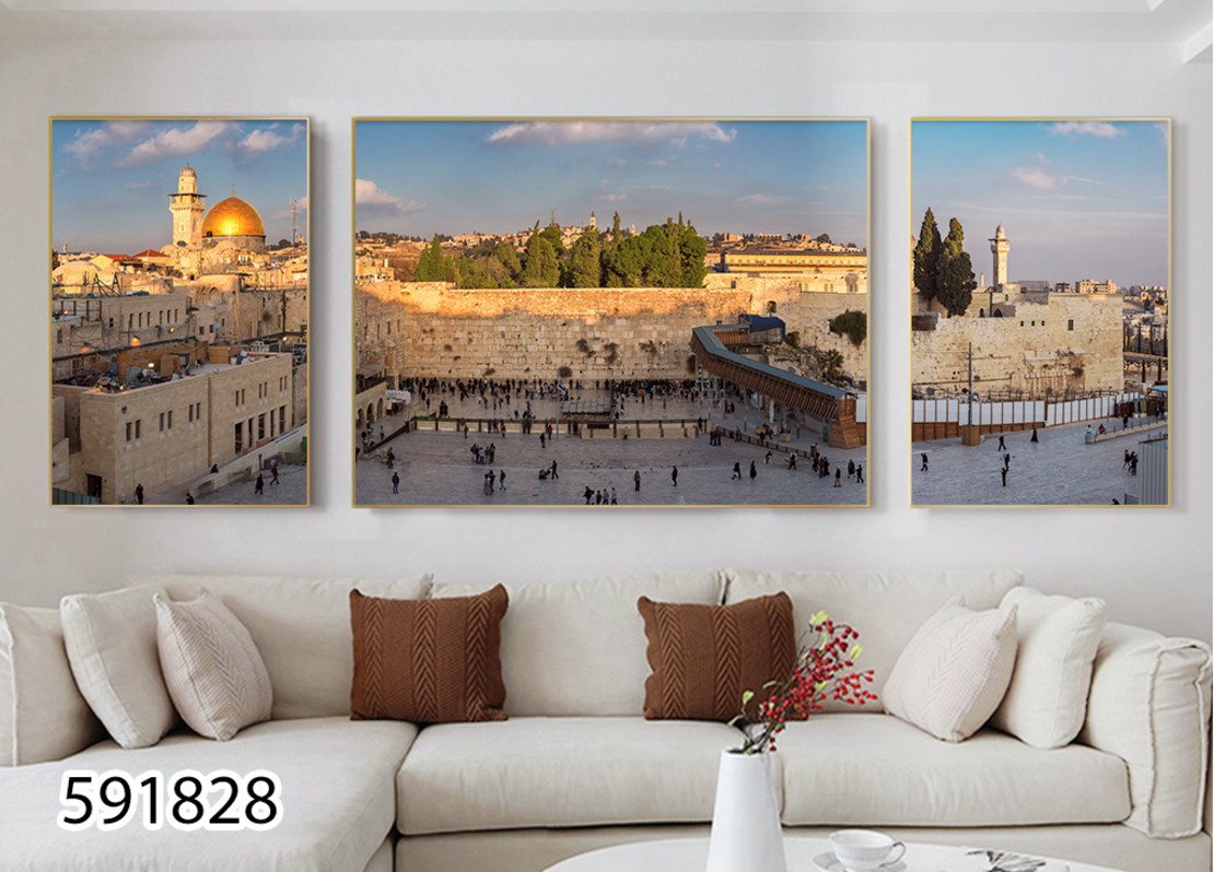 תמונה מחולקת של הכותל לסלון דגם 591828