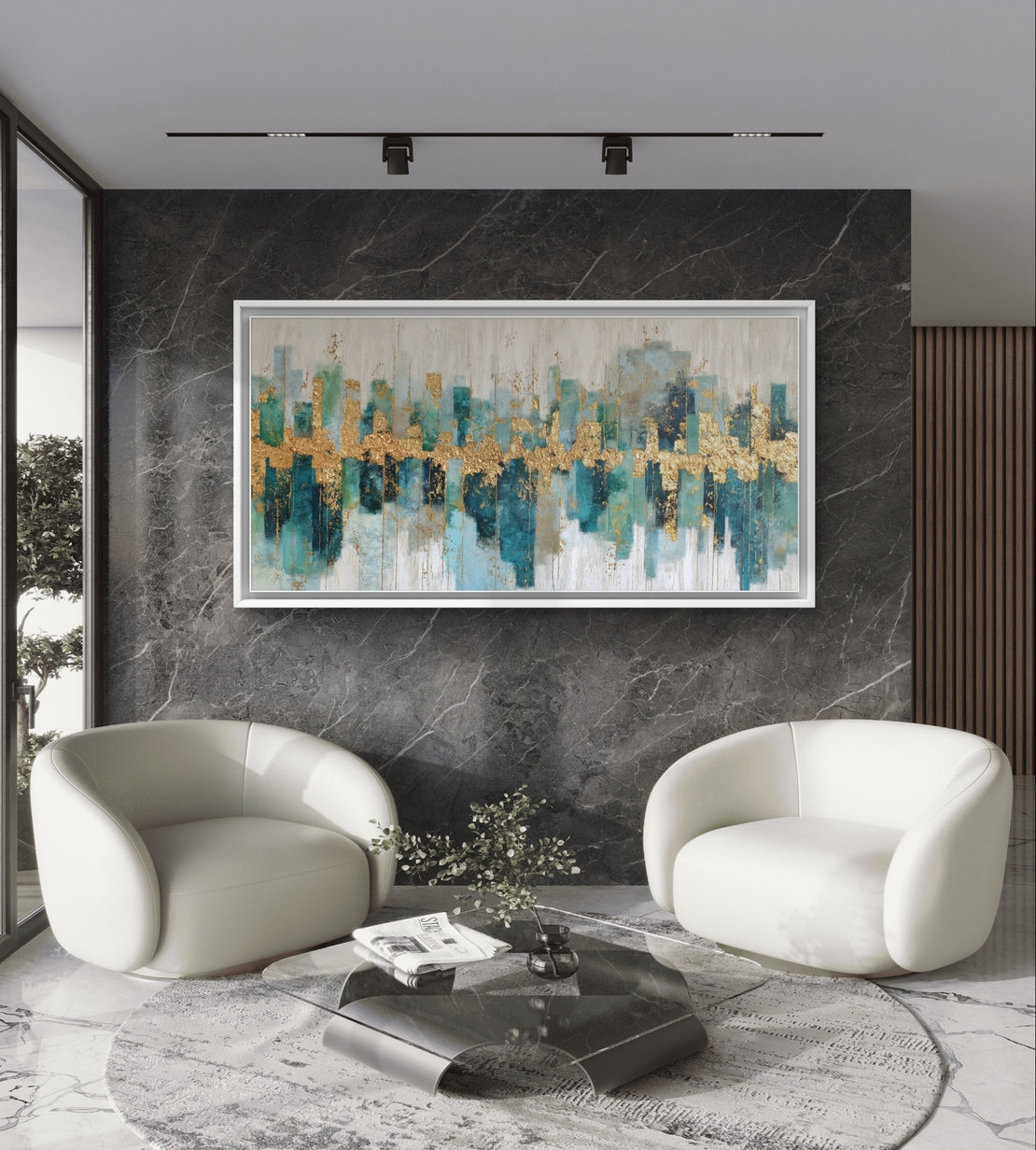 תמונת קנבס לסלון/חדר שינה | קו הזהב העירוני | דגם - CR8854