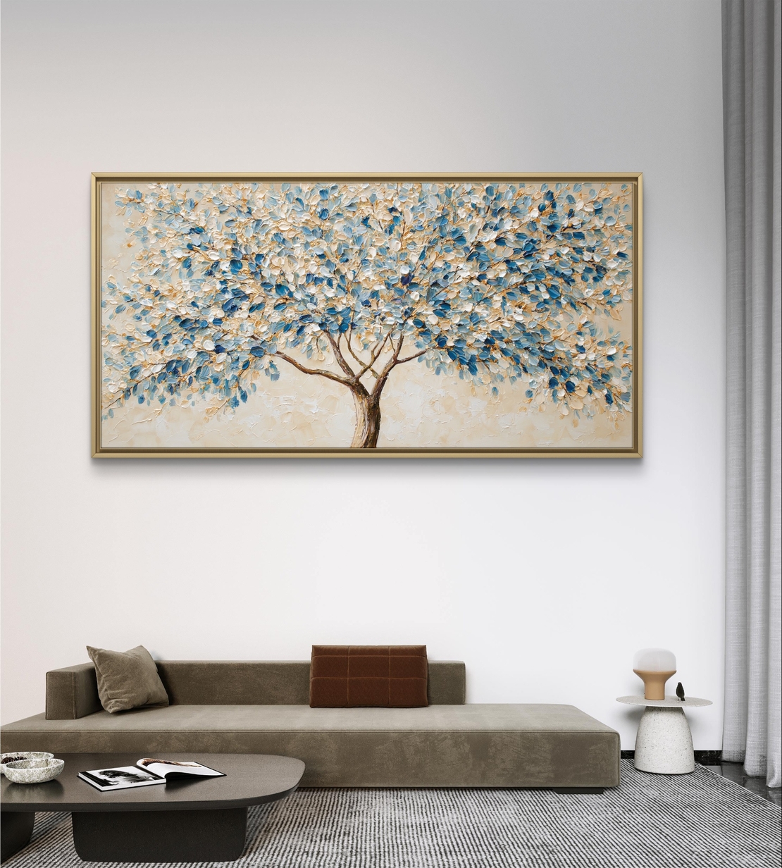 קנבס טבעי לסלון בעיצוב כחול בהיר