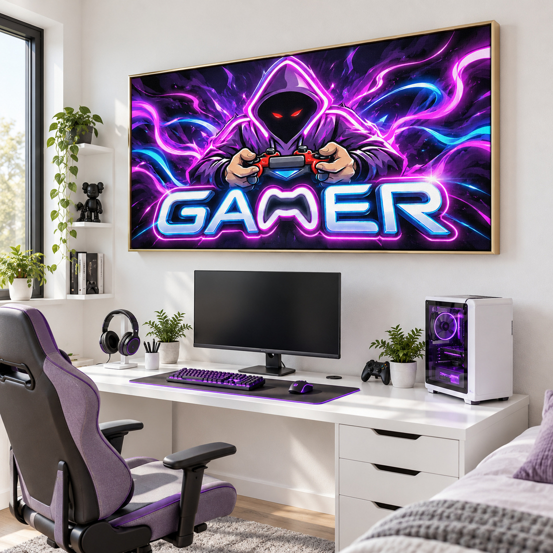 תמונת קנבס GAMER ניאון סגול־כחול | דגם GA7775