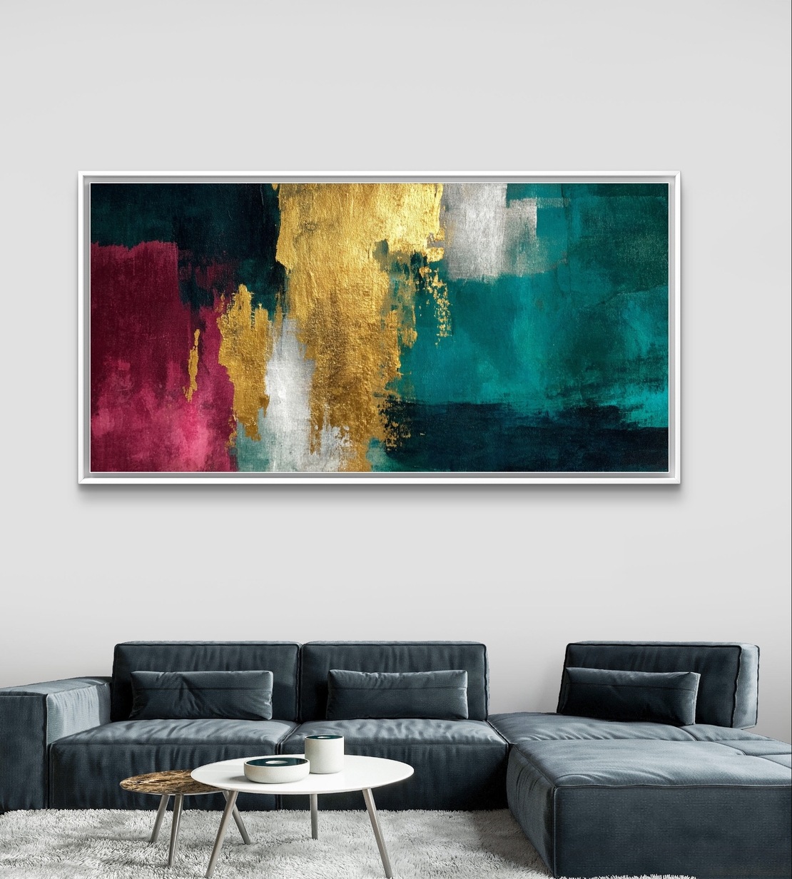 תמונת קנבס טורקיז וזהב מבית תכשיט לבית