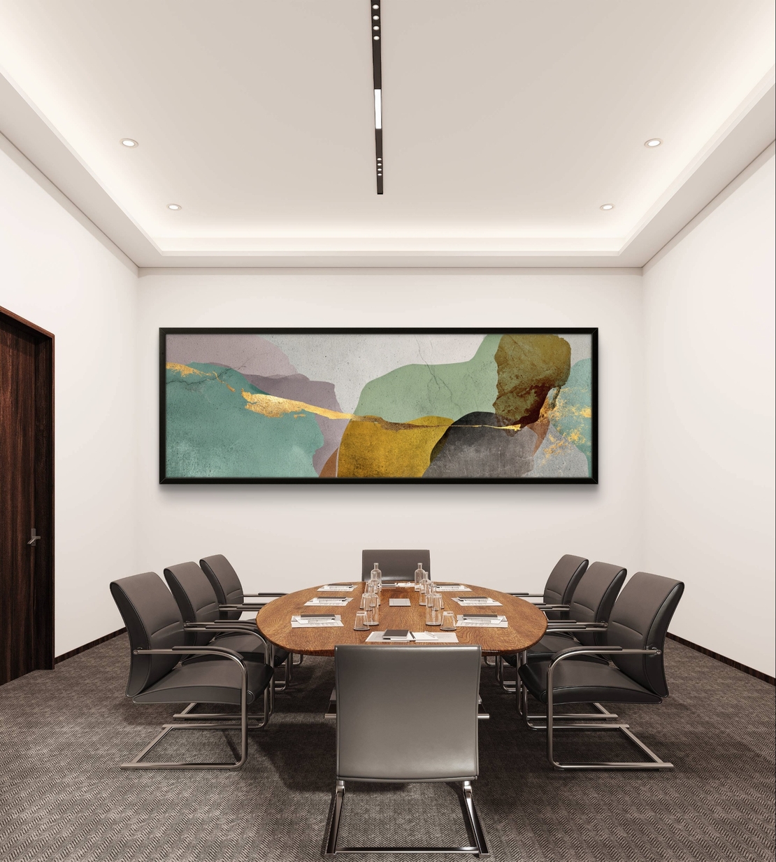 אדמת פסטל – תמונת קנבס אבסטרקטית בגווני מנטה, בז׳, חום וזהב | CL6002