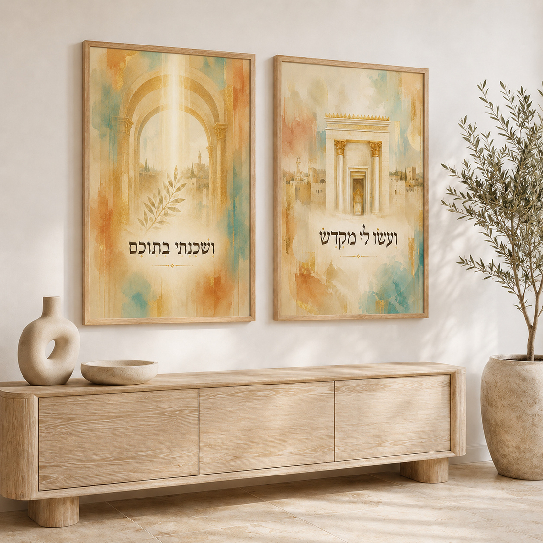 זוג תמונות קנבס בית המקדש ועשו לי מקדש | דגם RB1441