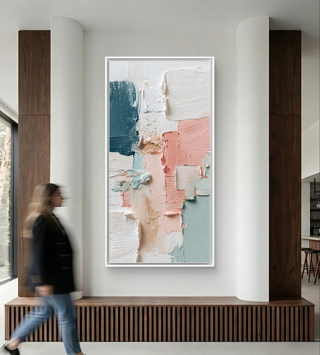 תמונת אמנות רגועה עם מראה שכבות צבע מודפסות בהדפסה חלקה.