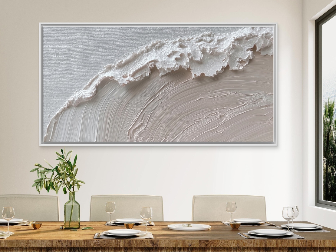 תמונת קנבס טקסטורה לבנה בסגנון גלים עדינים – NEXTGEN BY BAR