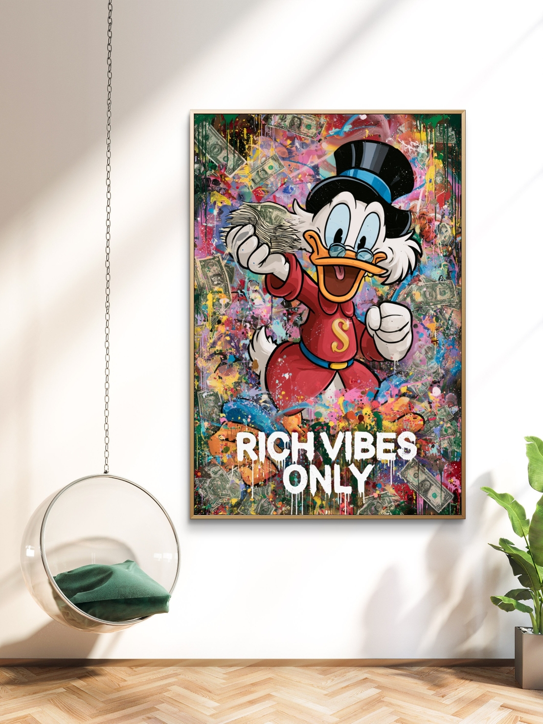 Rich Vibes Only - תמונת קנבס צבעונית בסגנון פופ ארט לחדר עבודה – דגם MT3171
