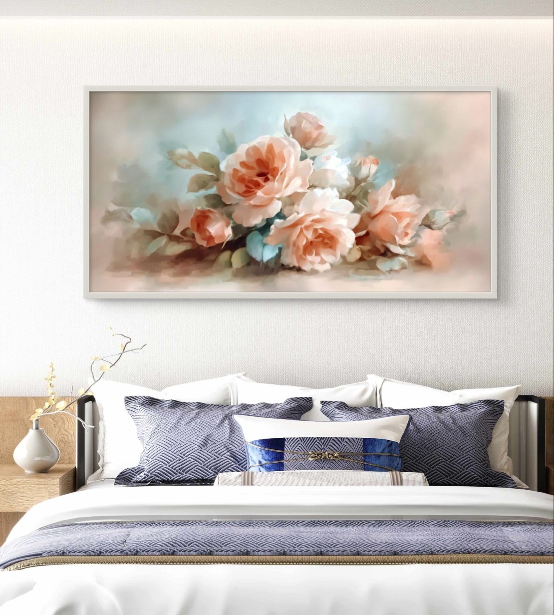 תמונת פרחים מודרנית לרוחב עם רקע בהיר ואווירה אלגנטית.