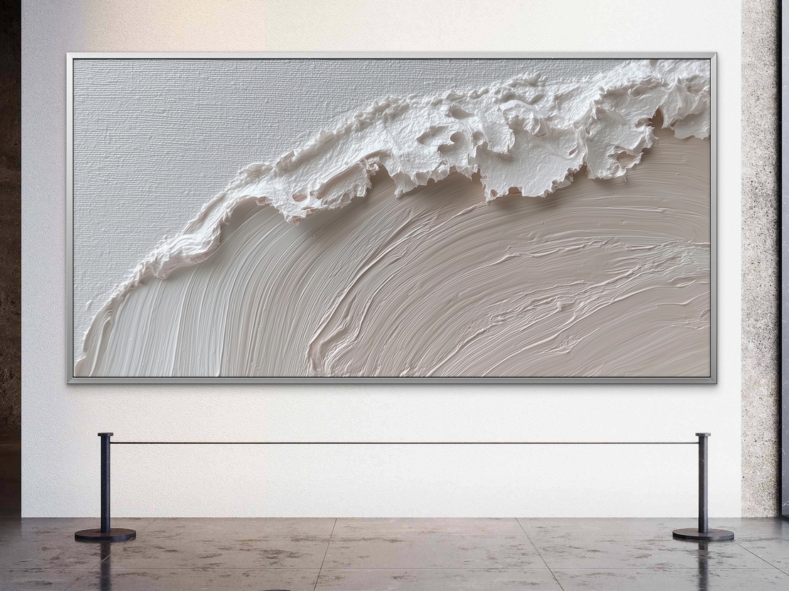 תמונת קנבס טקסטורה לבנה בסגנון גלים עדינים – NEXTGEN BY BAR