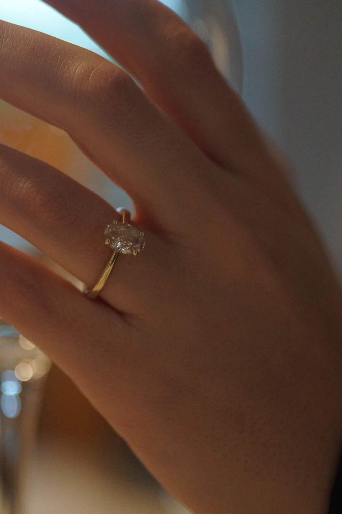 טבעת יהלום ורוד אובל NOA