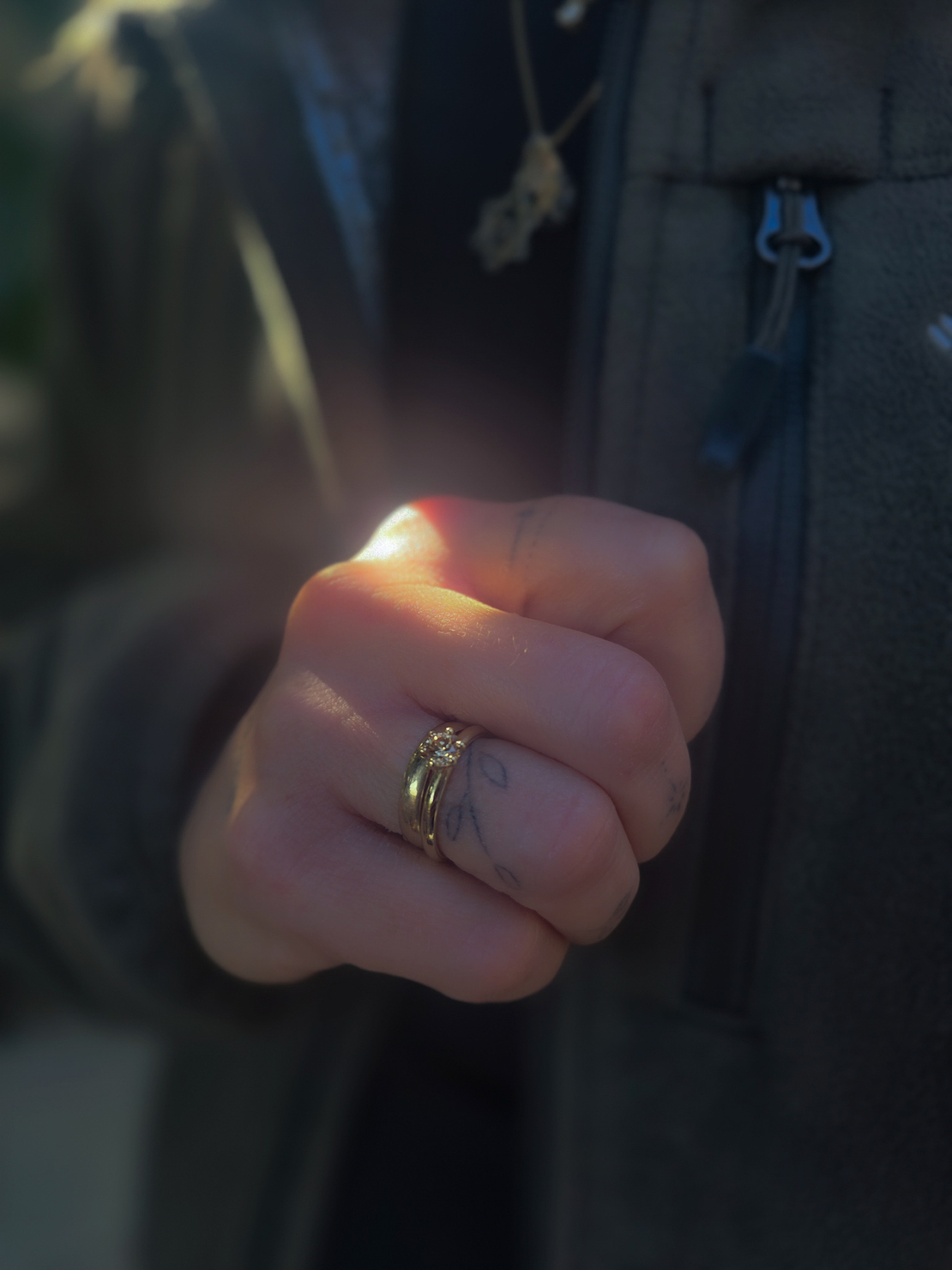 טבעת פרח יהלום שמפניה