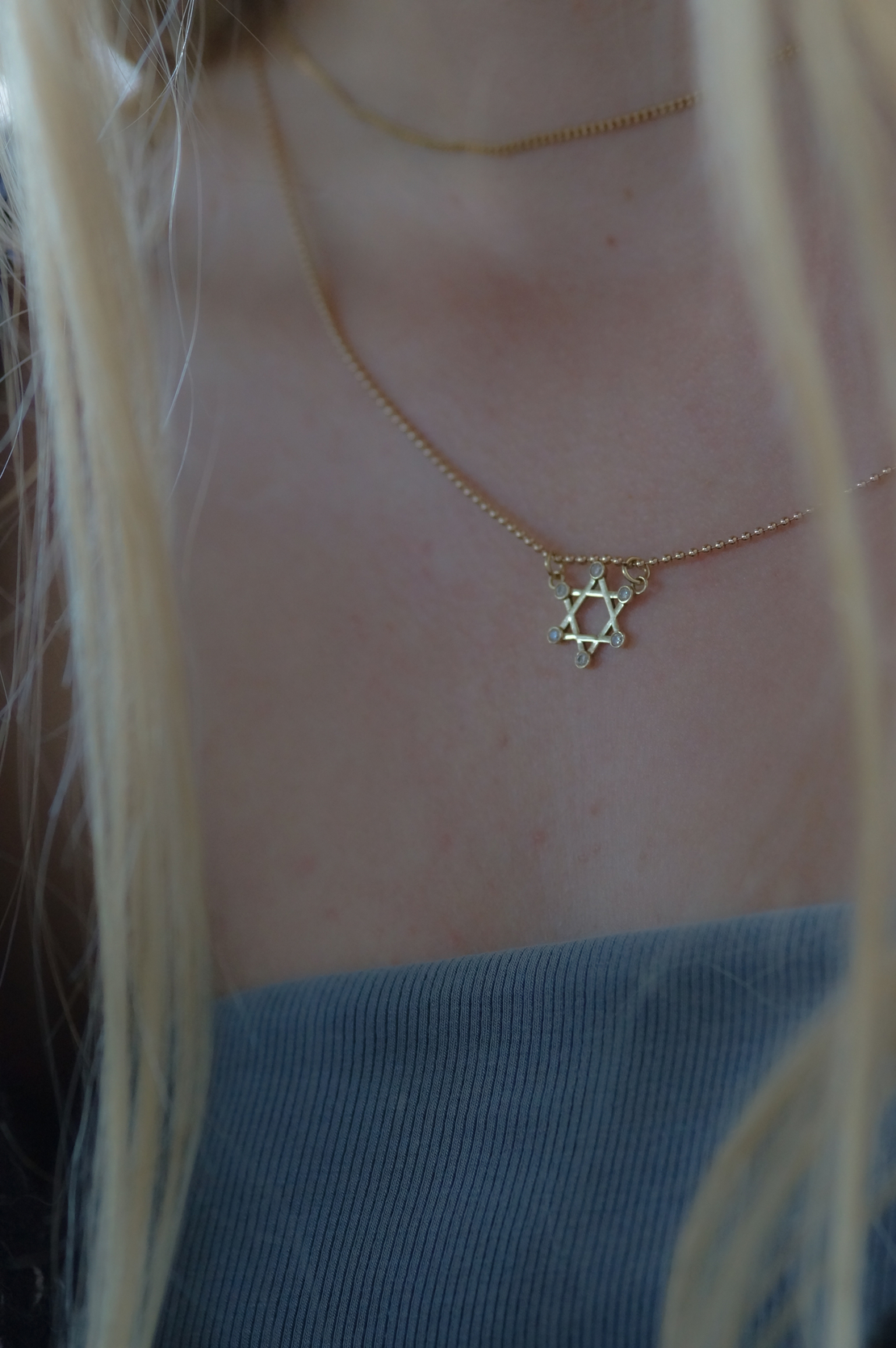 שרשרת תליון מגן דוד 6 יהלומים