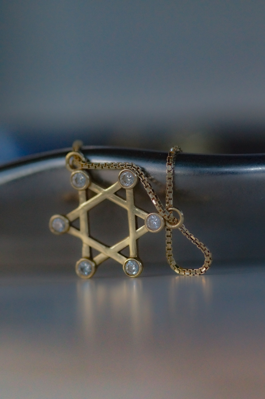 שרשרת תליון מגן דוד 6 יהלומים