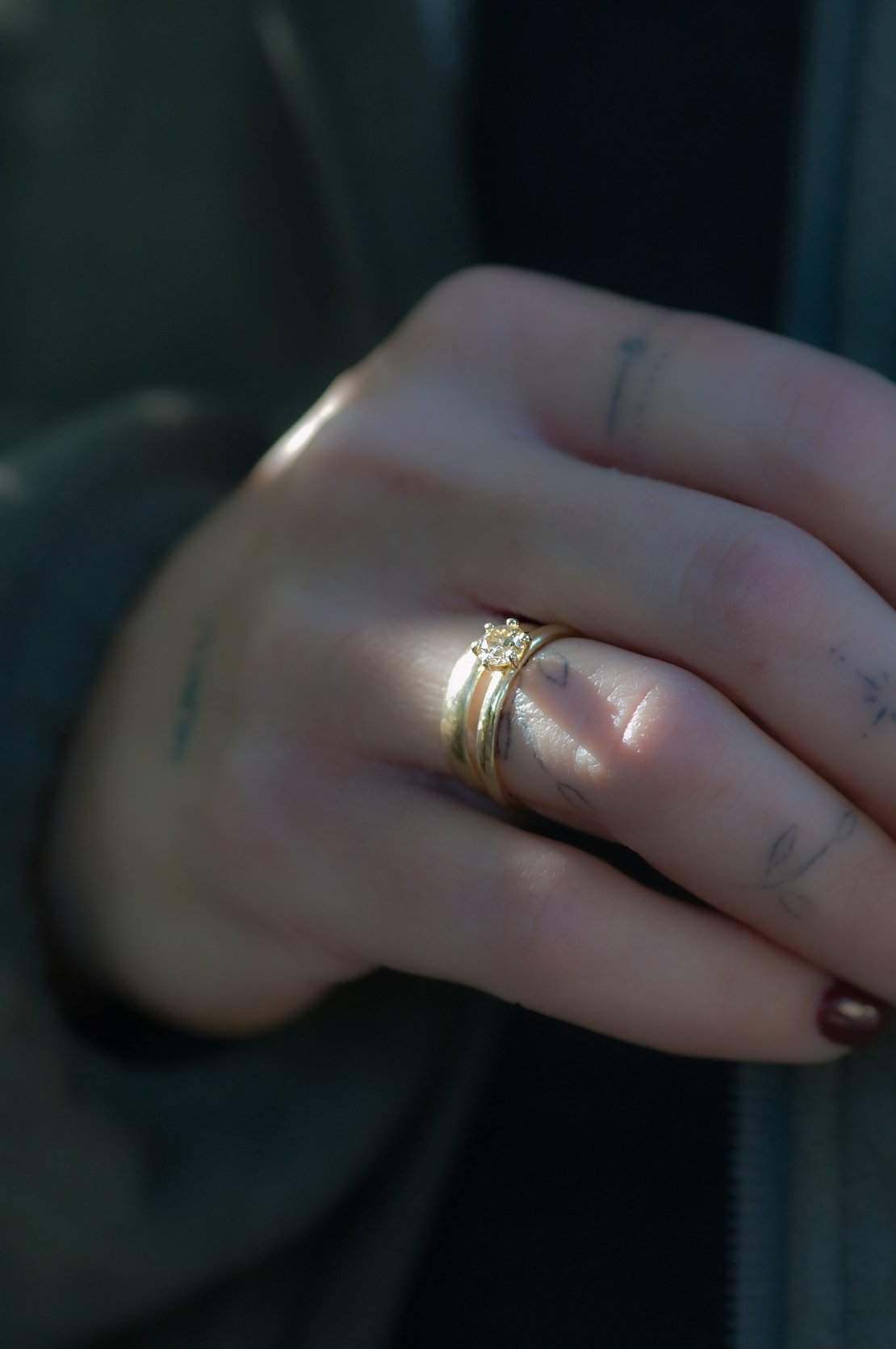 טבעת פרח יהלום שמפניה