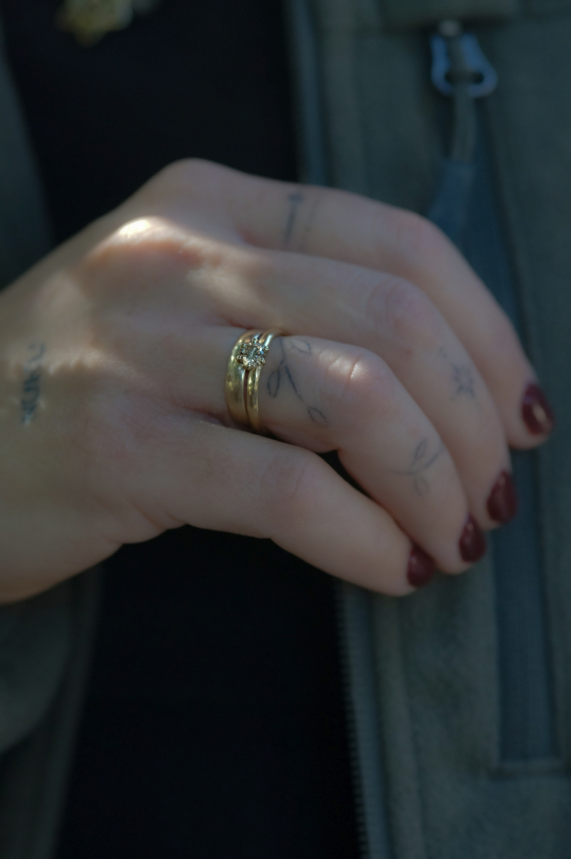 טבעת פרח יהלום שמפניה