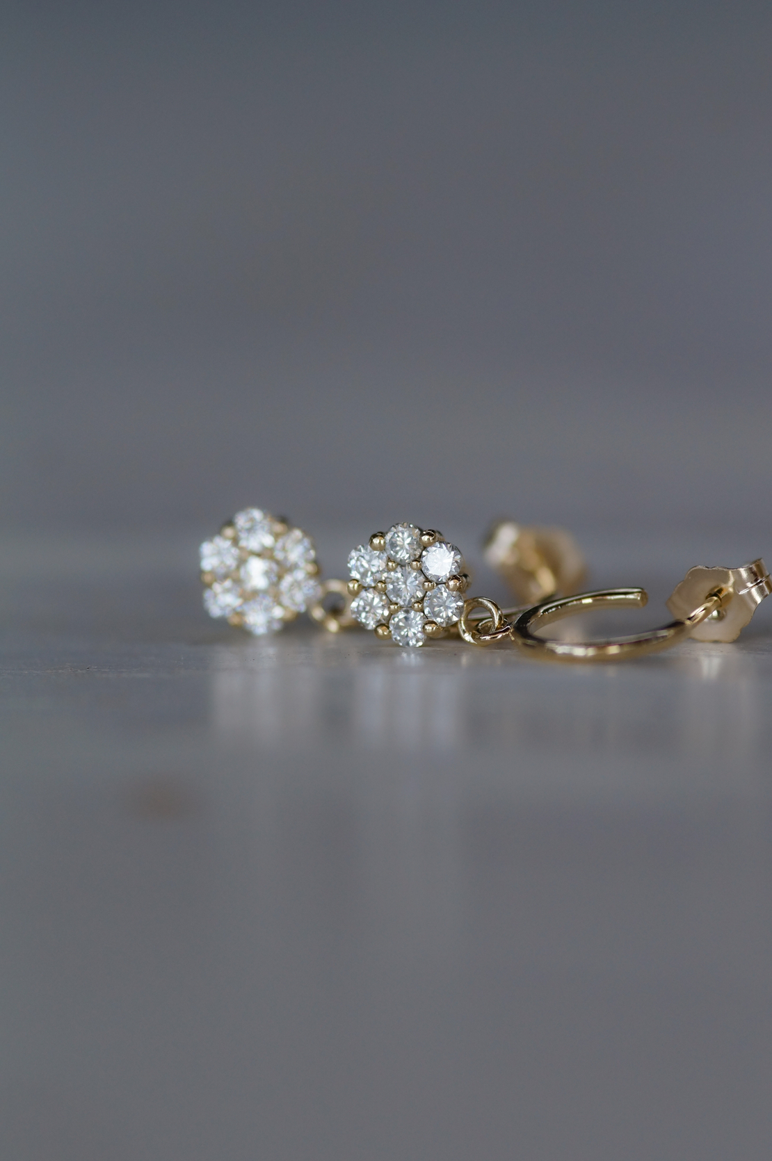 עגיל פלורי יהלומים לבנים