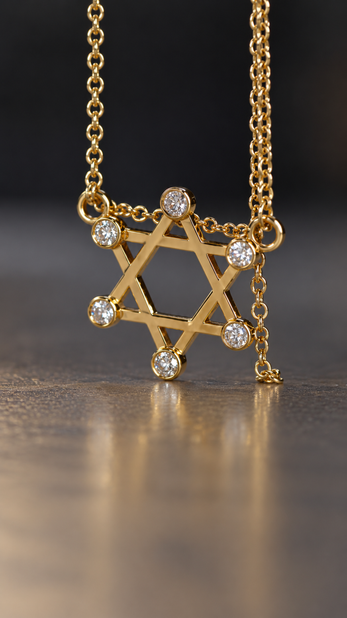 שרשרת תליון מגן דוד 6 יהלומים